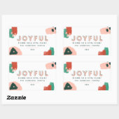 抽象芸術モダングラフィック赤、ピンク+緑の喜び 長方形シール (シート)