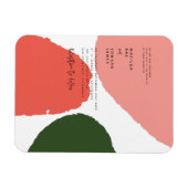 抽象芸術モダングラフィック赤、ピンク+緑アナウンス マグネット (横)