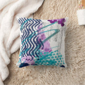 抽象芸術モダングラフィティアートターコイズパープル クッション (ブランケット)