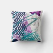 抽象芸術モダングラフィティアートターコイズパープル クッション (裏面)