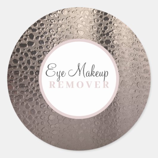 抽象芸術モダングラムピンクのローズ金ゴールドメイクアップラベル ラウンドシール (正面)