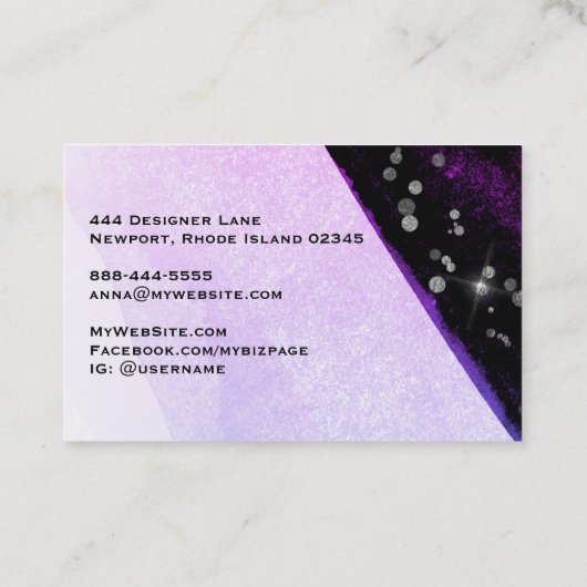 *~*抽象芸術モダングリッタージオメトリブラックフローラ 名刺 (裏面)