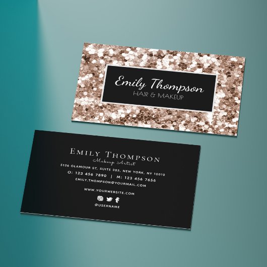 抽象芸術モダングリッターパターンドヘアメイクアップアーティスト 名刺