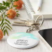 抽象芸術モダングリーンとブルーウォーターのカラーイベント キーホルダー (側面)