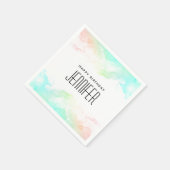 抽象芸術モダングリーンとブルーウォーターのカラー誕生日 スタンダードカクテルナプキン (角)