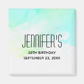 抽象芸術モダングリーンとブルーウォーターのカラー誕生日 マグネット (正面)