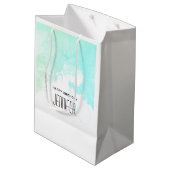 抽象芸術モダングリーンとブルーウォーターのカラー誕生日 ミディアムペーパーバッグ (裏面アングル)