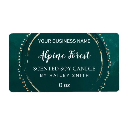 抽象芸術モダングリーンと金ゴールドソイキャンドルラベル ラベル (正面)