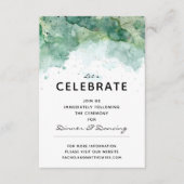 抽象芸術モダングリーンウェディングレセプションカード エンクロージャーカード (正面)