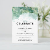 抽象芸術モダングリーンウェディングレセプションカード エンクロージャーカード (スタンド正面)
