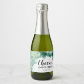 抽象芸術モダングリーンウォーター色ミニ スパークリングワインラベル (正面)