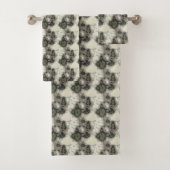 抽象芸術モダングリーングレーベージュパターン バスタオルセット (インサイチュ)