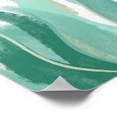 抽象芸術モダングリーンシーグラスの水の色の色装飾 ポスター (角)