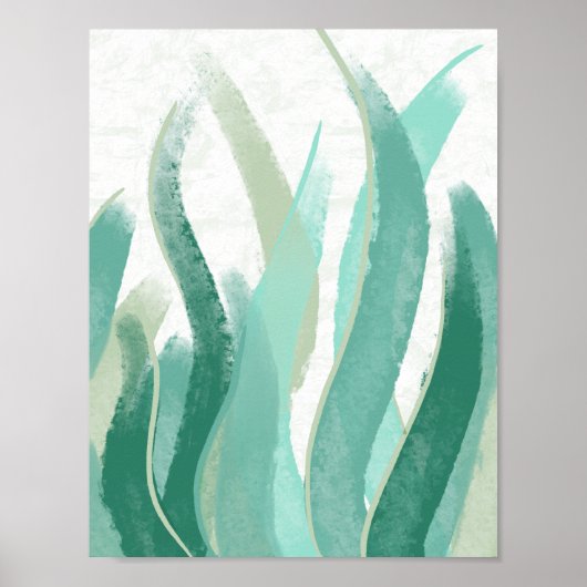 抽象芸術モダングリーンシーグラスの水の色の色装飾 ポスター (正面)