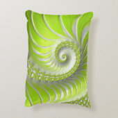 抽象芸術モダングリーンスパイラルフラクタル アクセントクッション (裏面(縦))