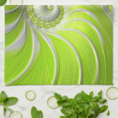 抽象芸術モダングリーンスパイラルフラクタル キッチンタオル (折り畳み)