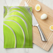 抽象芸術モダングリーンスパイラルフラクタル キッチンタオル (四つ折り)