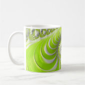 抽象芸術モダングリーンスパイラルフラクタル コーヒーマグカップ (左)