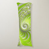 抽象芸術モダングリーンスパイラルフラクタル ボディピロー (正面縦)