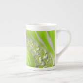 抽象芸術モダングリーンスパイラルフラクタル ボーンチャイナマグカップ (右)