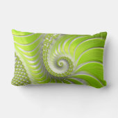 抽象芸術モダングリーンスパイラルフラクタル ランバークッション (裏面)