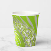 抽象芸術モダングリーンスパイラルフラクタル 紙コップ (裏面)