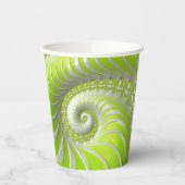抽象芸術モダングリーンスパイラルフラクタル 紙コップ (左)