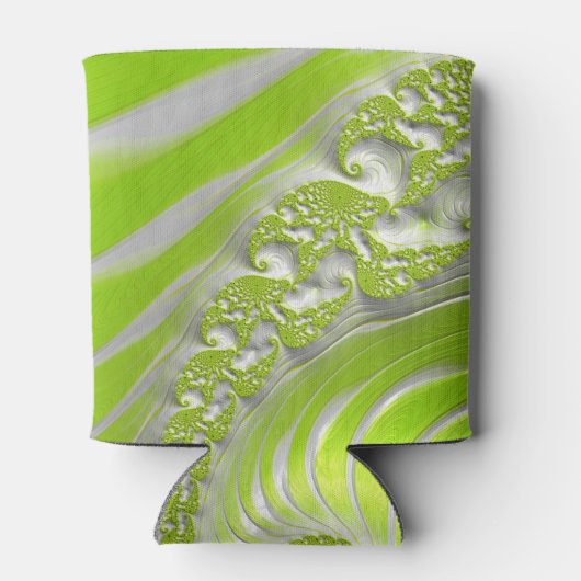 抽象芸術モダングリーンスパイラルフラクタル 缶クーラー (裏面)