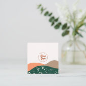 抽象芸術モダングリーンテラコッタヨガスタジオ スクエア名刺 (スタンド正面)