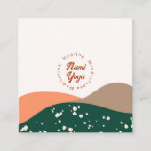 抽象芸術モダングリーンテラコッタヨガスタジオ スクエア名刺 (正面)