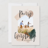 抽象芸術モダングリーンフォトアーチのクリスマス休暇 案内状 (正面)