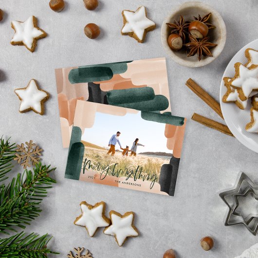 抽象芸術モダングリーンフルブリード1写真クリスマス シーズンカード