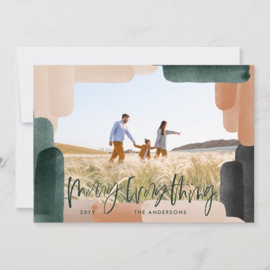 抽象芸術モダングリーンフルブリード1写真クリスマス シーズンカード (正面)