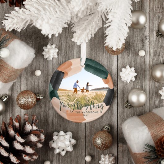 抽象芸術モダングリーンフルブリード1写真クリスマス セラミックオーナメント