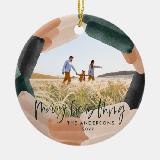 抽象芸術モダングリーンフルブリード1写真クリスマス セラミックオーナメント (正面)