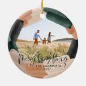 抽象芸術モダングリーンフルブリード1写真クリスマス セラミックオーナメント (裏面)