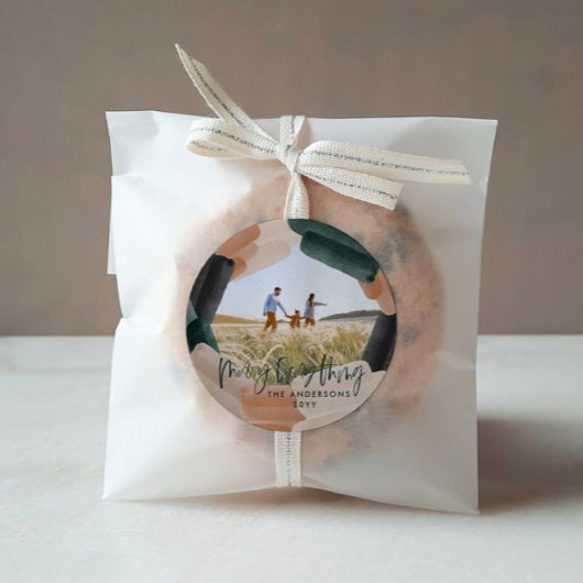 抽象芸術モダングリーンフルブリード1写真クリスマス ラウンドシール