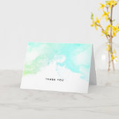 抽象芸術モダングリーン&ブルーの水の色ありがとう カード (黄色い花)