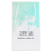 抽象芸術モダングリーン&ブルーの水の色ありがとう スモールペーパーバッグ (裏面)