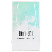 抽象芸術モダングリーン&ブルーの水の色ありがとう スモールペーパーバッグ (正面)