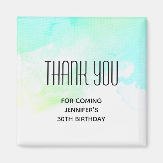 抽象芸術モダングリーン&ブルーの水の色ありがとう マグネット (正面)