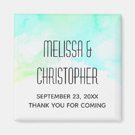 抽象芸術モダングリーン&ブルーの水の色ありがとう マグネット