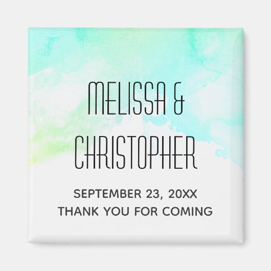 抽象芸術モダングリーン&ブルーの水の色ありがとう マグネット (正面)