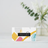 抽象芸術モダンコラージュ熱帯サンゴティール(緑がかった色) 名刺 (スタンド正面)