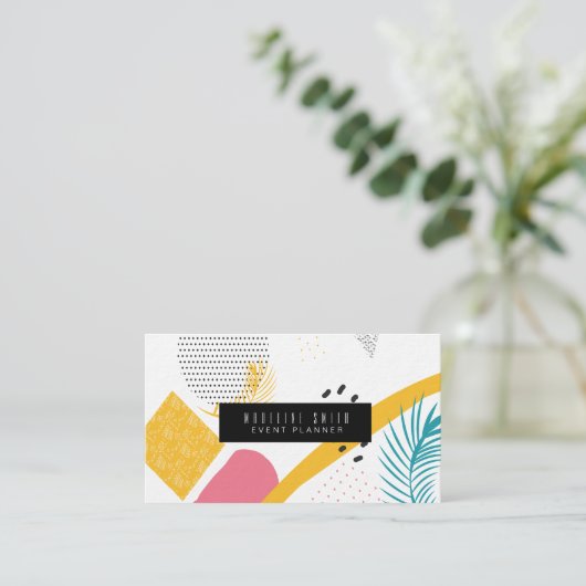 抽象芸術モダンコラージュ熱帯サンゴティール(緑がかった色) 名刺 (スタンド正面)