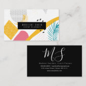 抽象芸術モダンコラージュ熱帯サンゴティール(緑がかった色) 名刺 (正面/裏面)