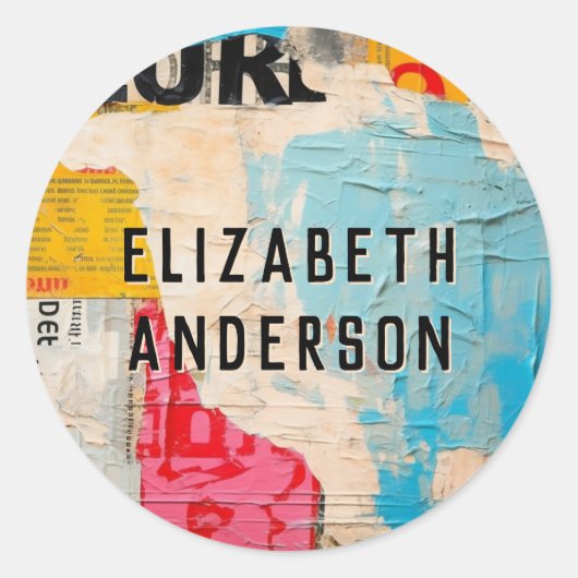 抽象芸術モダンコラージュ ラウンドシール (正面)