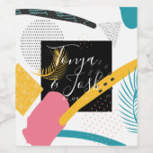 抽象芸術モダンコレーカラフル結婚ジ ワインラベル (シングルラベル)