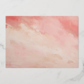 抽象芸術モダンコーラルピンクビーチ保存日 箔招待状 (裏面)