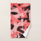 抽象芸術モダンコーラルピンクブラックブラッシュストロークアート バスタオルセット (ハンドタオル)